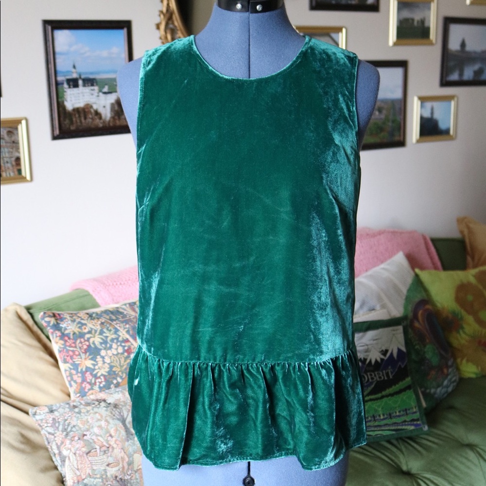 J. Crew velvet peplum tank - Picture 1 of 4